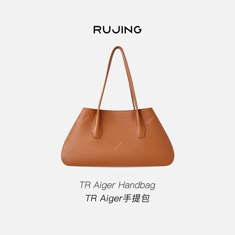 RUJING丨黑标【TR Aiger手提包】法国进口纳帕荔枝纹小牛皮内里小羊