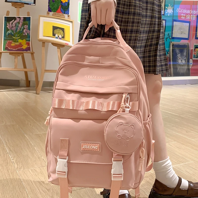 书包ins高颜值学生推荐高中生女生大学生百搭多层背包双肩包9615