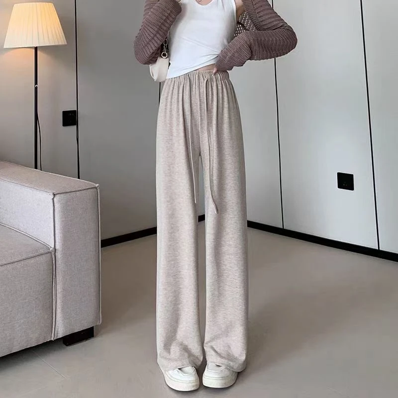 静雅STUDIO 遛弯遛狗裤 阔腿裤秋冬宽松垂感休闲高腰抽绳 JY0213