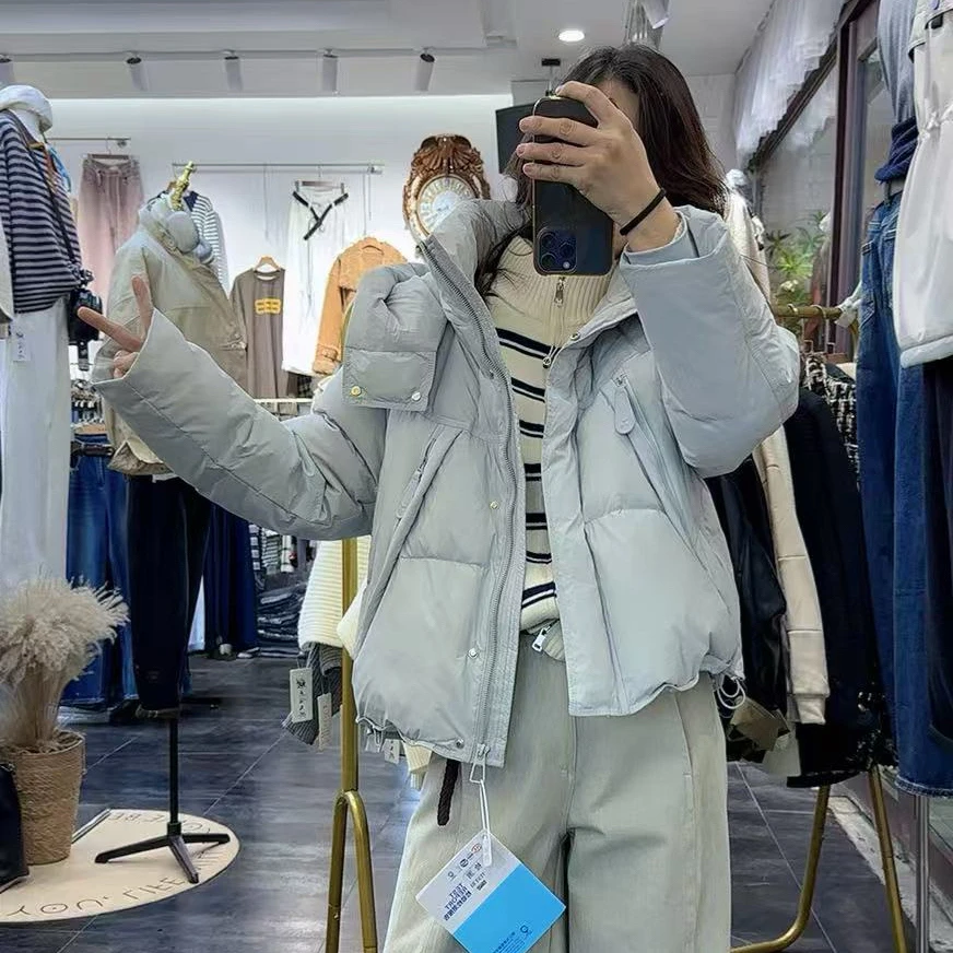 冬季新品连帽加厚甜美减龄白鸭绒羽绒服棉衣棉服女青春过冬高档潮