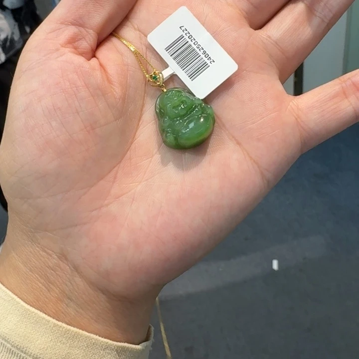 和田玉18K金镶嵌颈饰