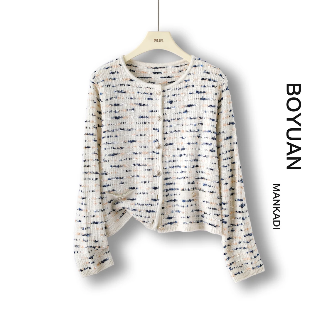 藏秀女百分百山羊绒圆领小香质感女士针织衫BY25322