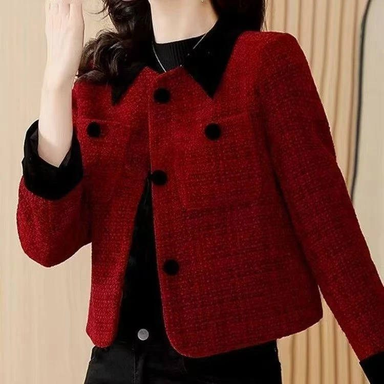 早春时尚洋气高级红色显瘦遮肉外套气质春秋百搭