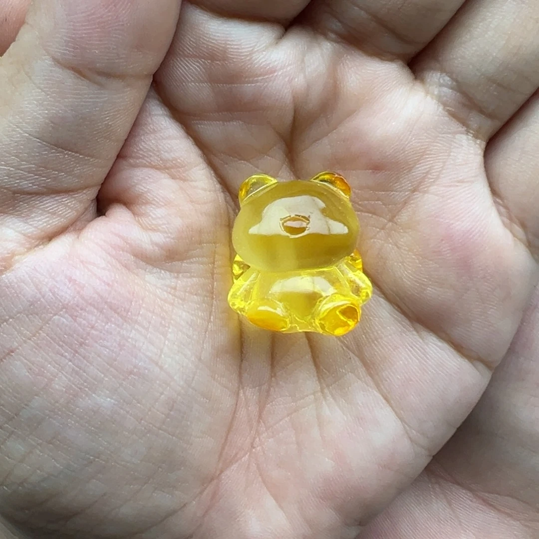 琥珀未镶嵌珠宝奇石天使小熊打孔不退换