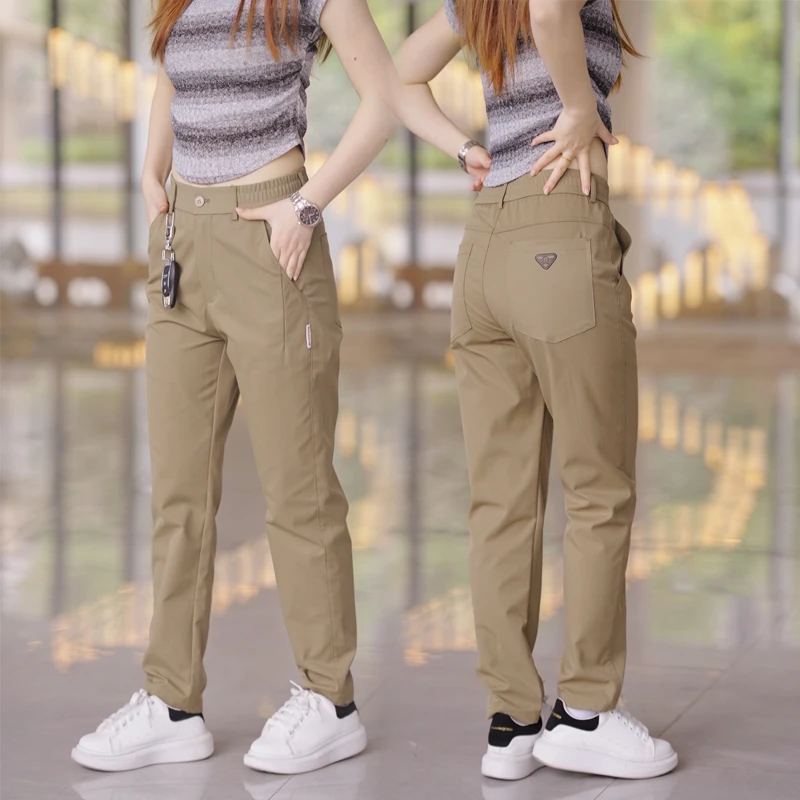 春季新款男士轻奢休闲裤纯色舒适修身显瘦商务休闲西裤直筒长裤子