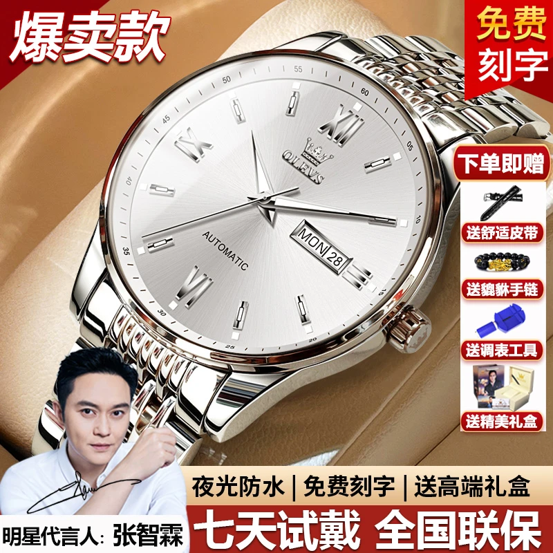瑞士认证正品牌男士手表全自动机械表男潮流简约高档钢带夜光防水