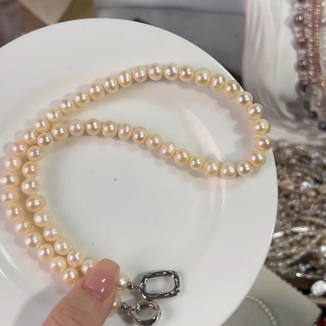 时尚设计款淡水珍珠银S925镶嵌淡水珍珠