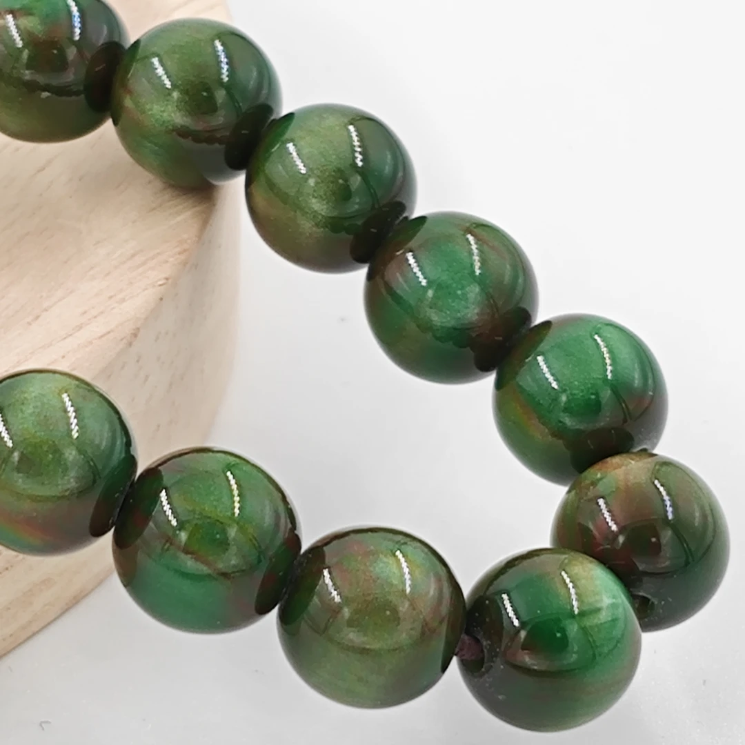 G188经典时尚气质珠光绿68颗妈妈链长链项链