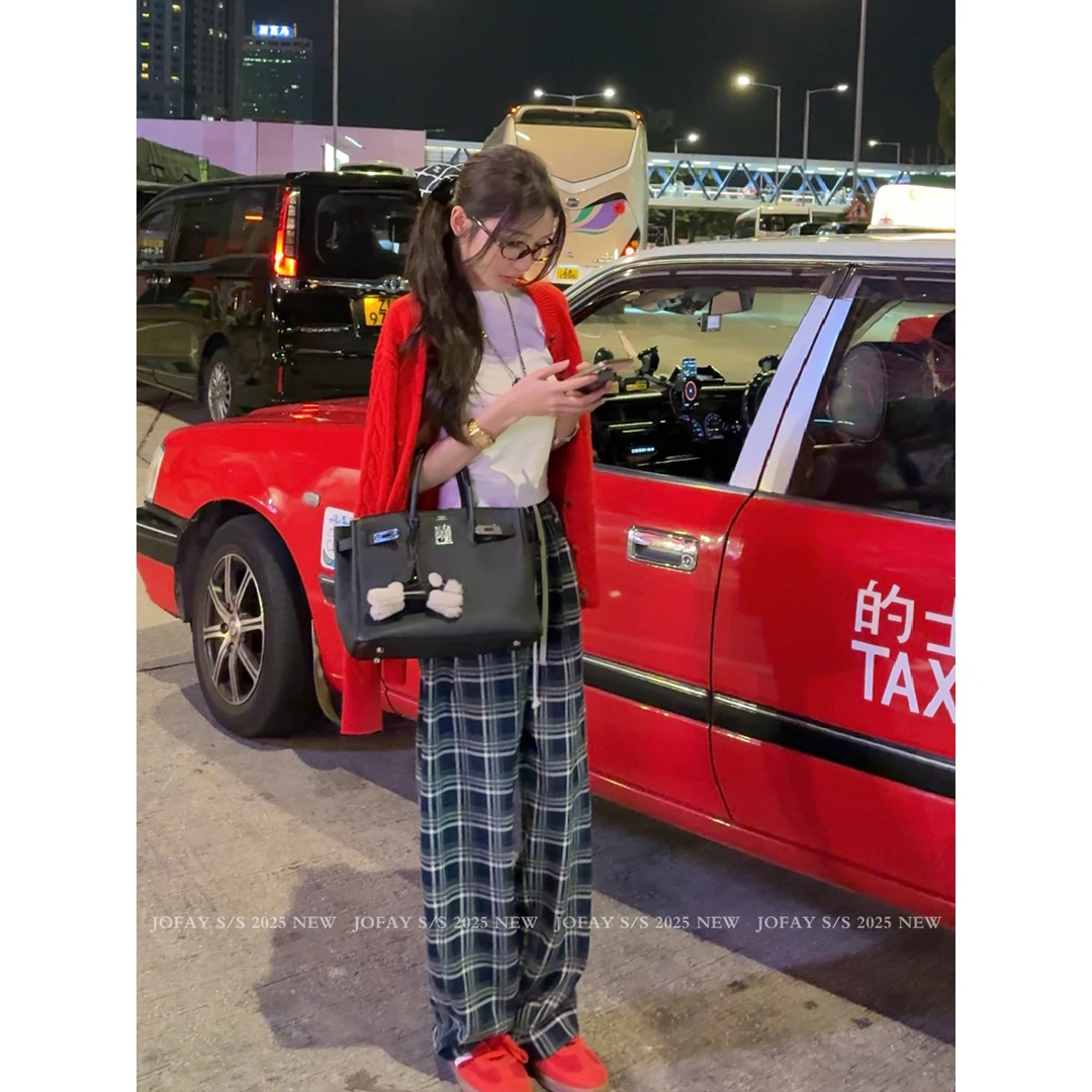 【CHASINGLIGHT】“复古松弛time”慵懒花边格子休闲裤 K1519/83号