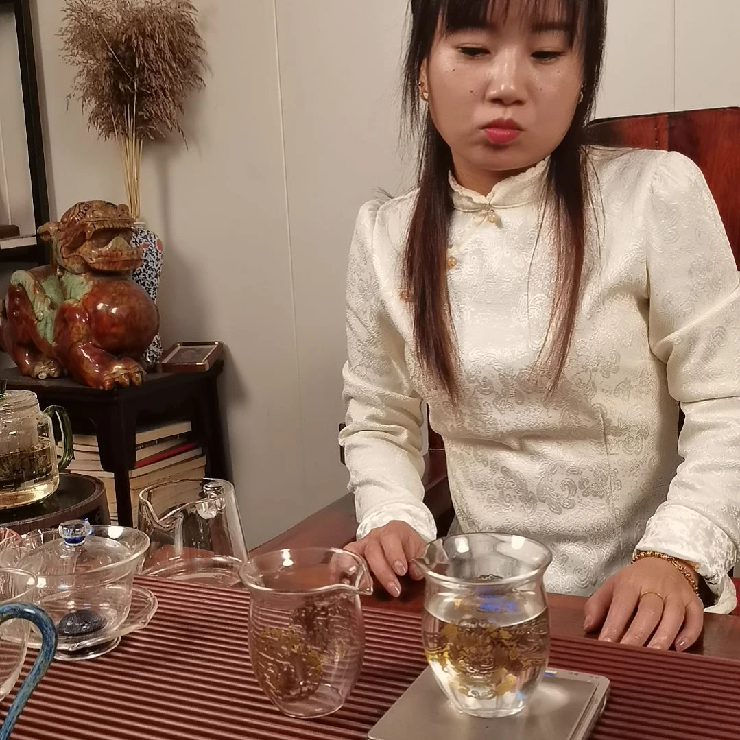 高硼硅玻璃手柄款团凤金纹貔貅金纹无耳茶海