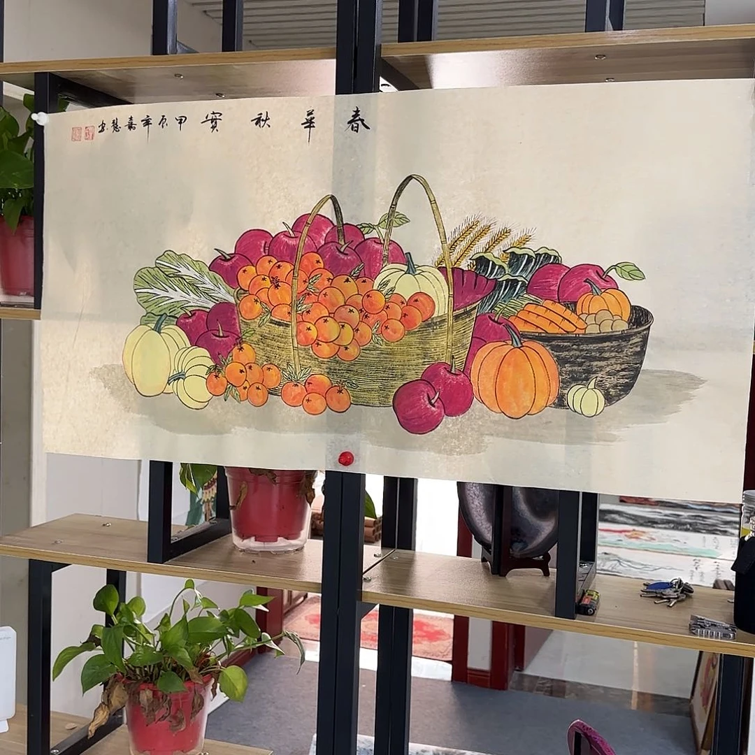 国画大*尺寸50X100手绘作品