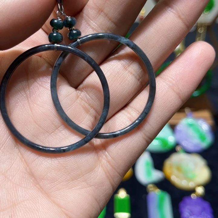 翡翠颈饰银S925镶嵌耳饰