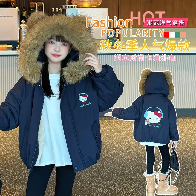 复古加厚儿童棉服新款韩版冬季加绒上衣时尚潮流百搭新款加厚外套