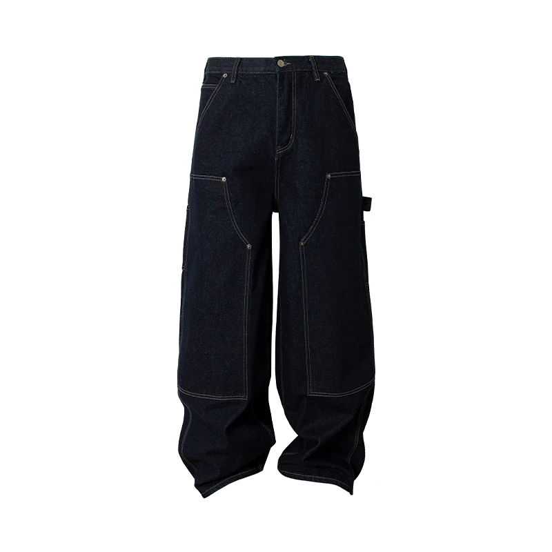 [NH线上]25ss复古街头宽松阔腿原浆直筒baggy贴布伐木裤牛仔裤