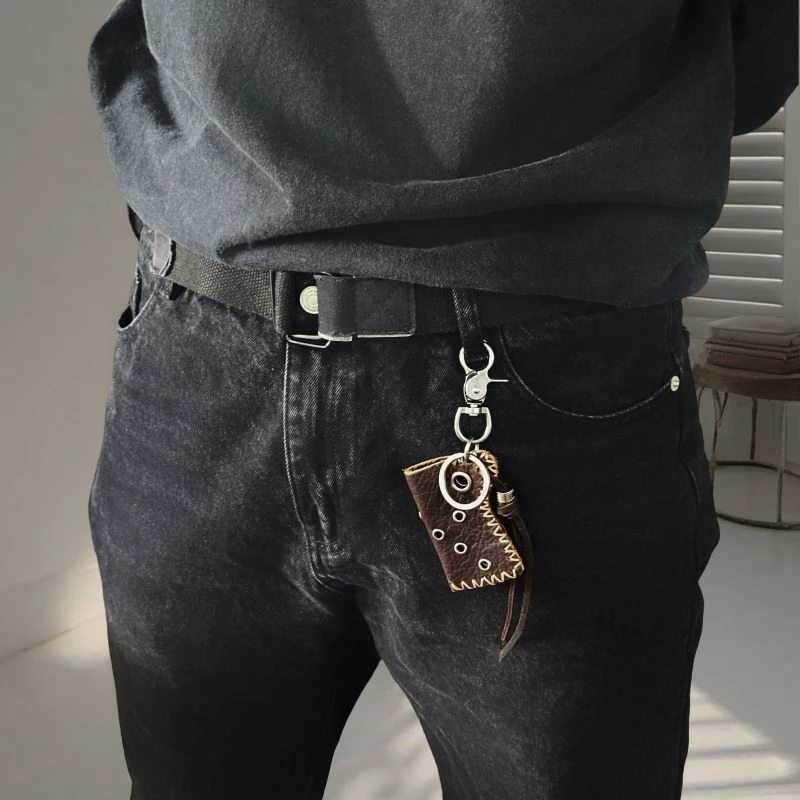 cleanfit手工牛皮编织绳复古钥匙扣高级感美式锁匙扣腰间挂件配饰