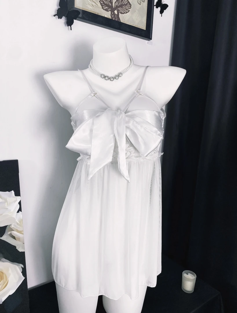 法式薄纱吊带露背纯欲甜美内衣性感夏季睡裙女款睡衣性感qqny