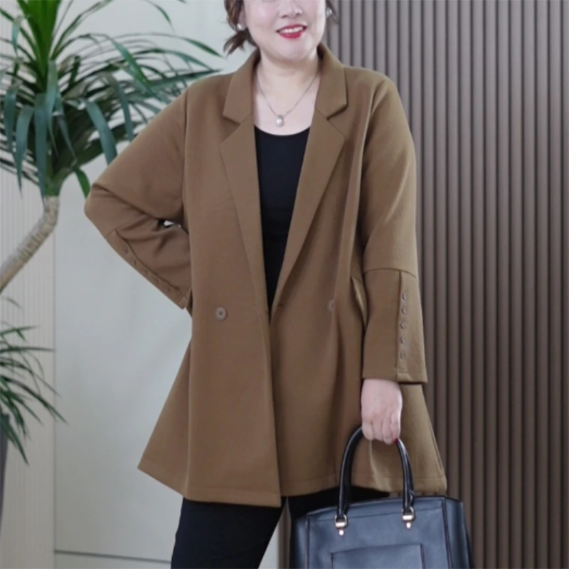 刷毛米妮奥代尔中长款西装外套时尚有型软糯新幼棉大码秋季风衣女