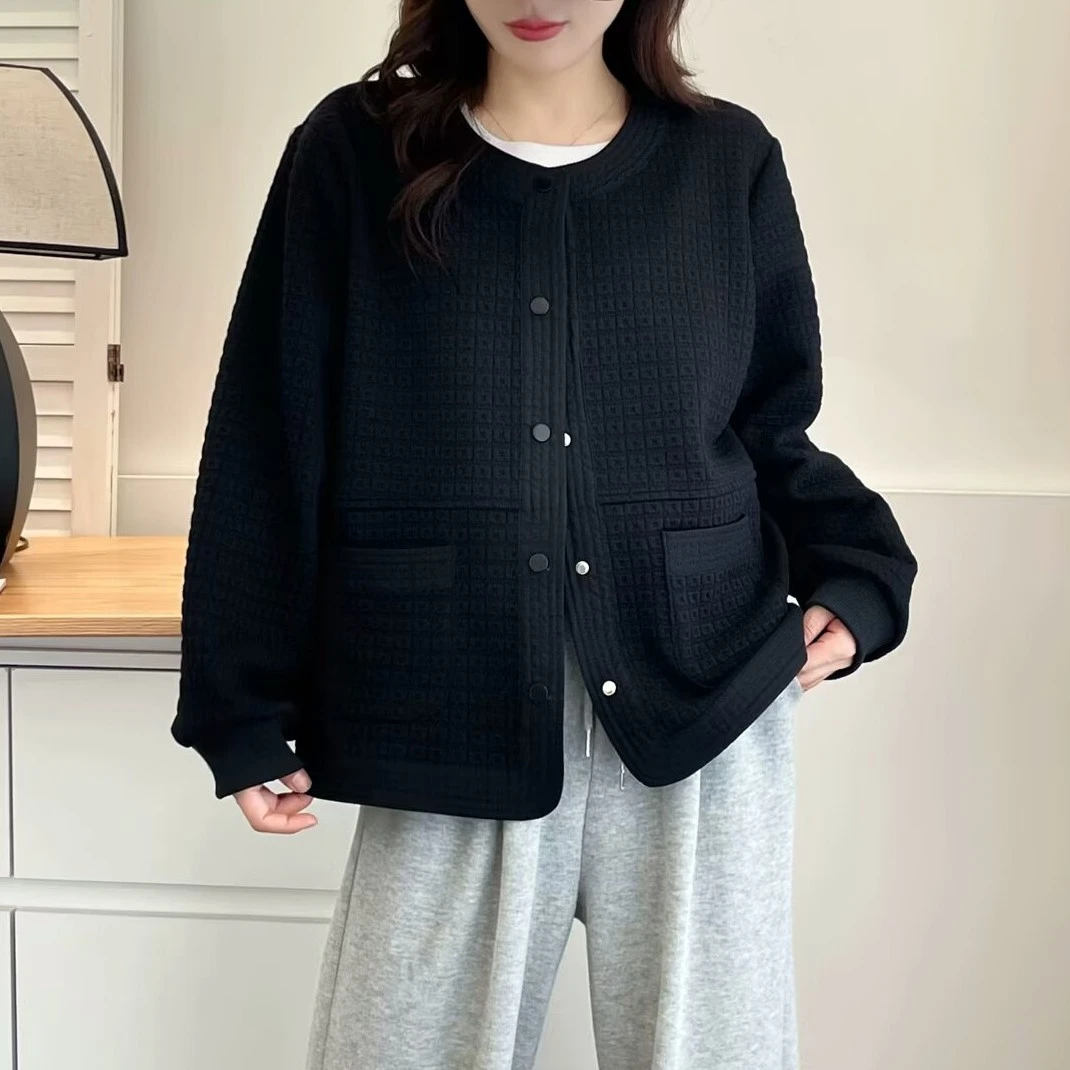 梦冬佳--120-200斤大码女装春季圆领宽松休闲外套胖mm上衣开衫