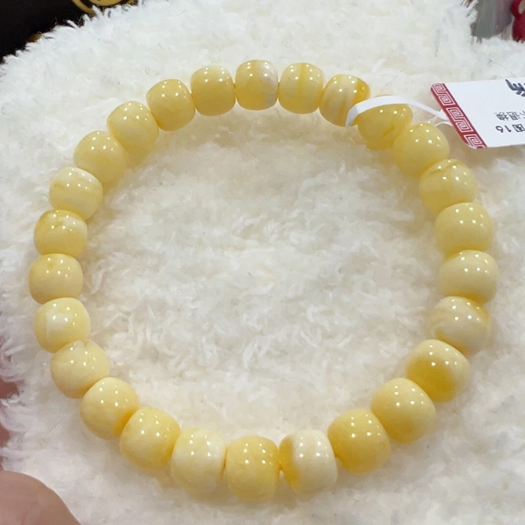 蜜蜡手链未镶嵌8m奶白微瑕小手围
