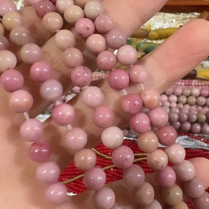 玛瑙/玉髓合金珠宝半成品一条6mm红文圆珠