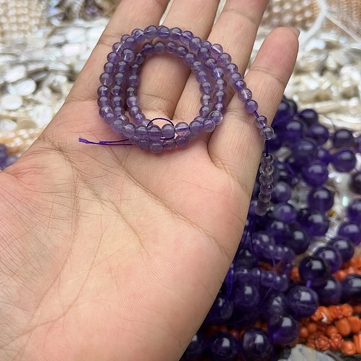 玛瑙/玉髓未镶嵌珠宝半成品一条4mm紫晶