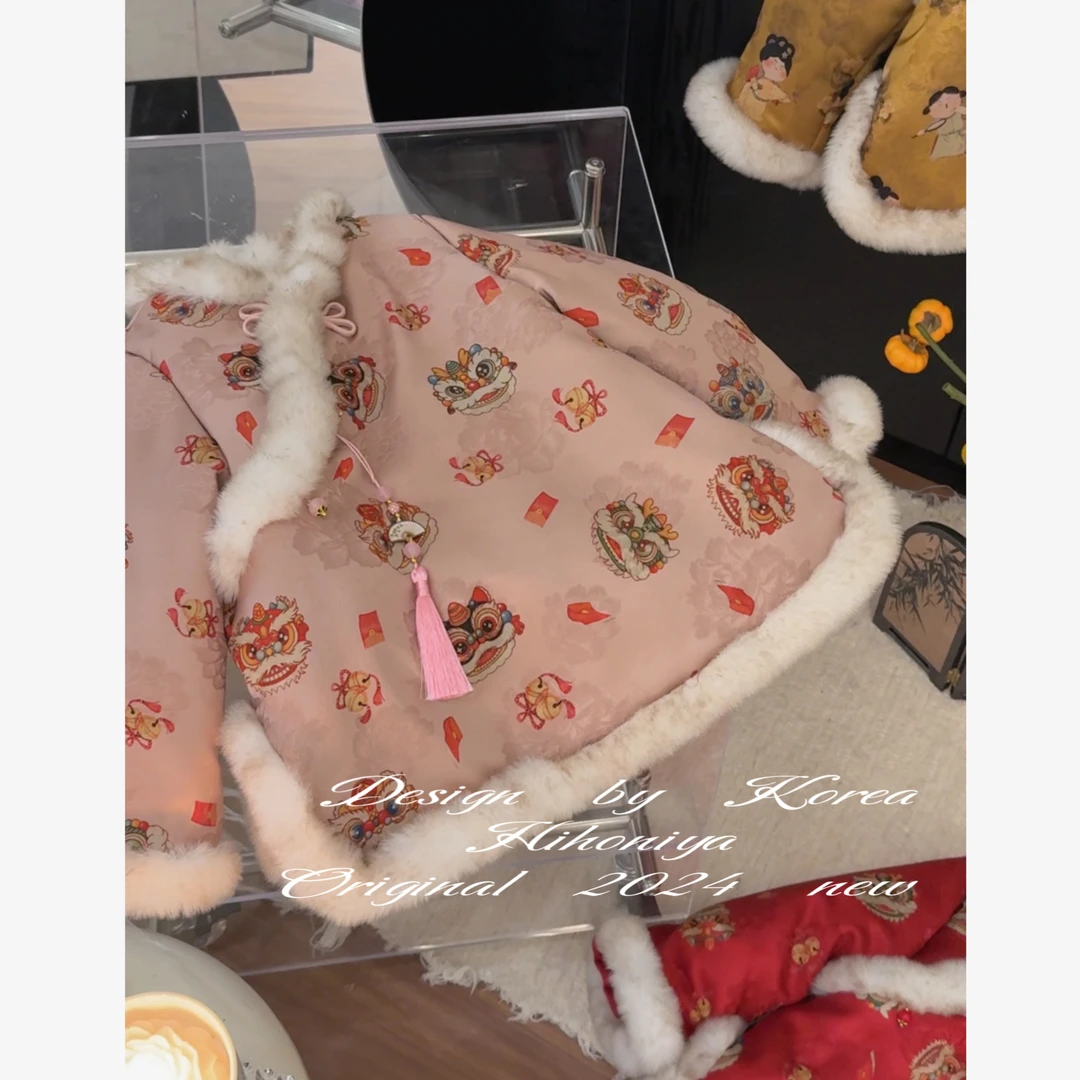 【醒狮】二Hihoniya~2024冬季宝宝款中国风醒狮年服保暖韩版外套裙