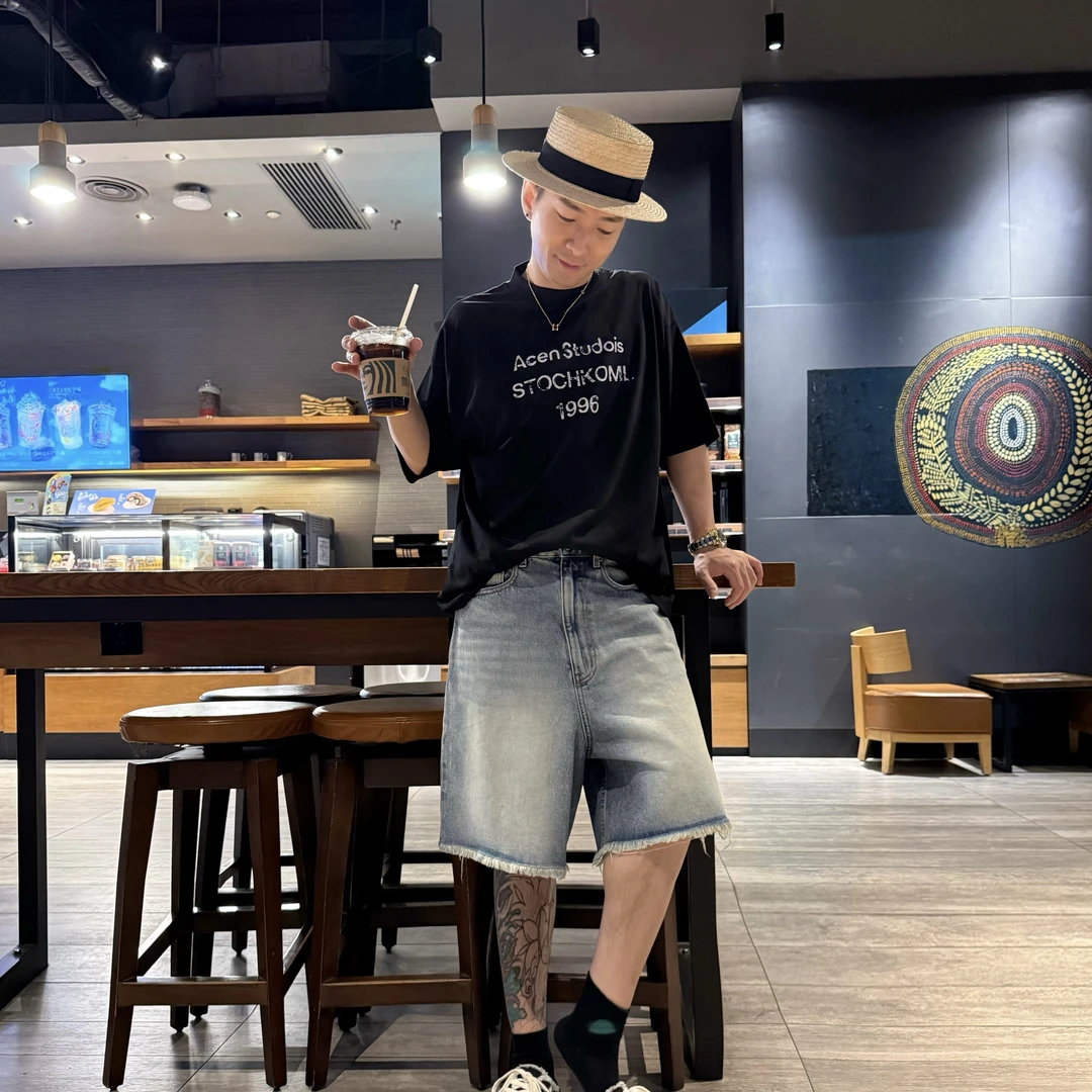 纯棉【28119简约牛仔短裤】，男女同款D28119