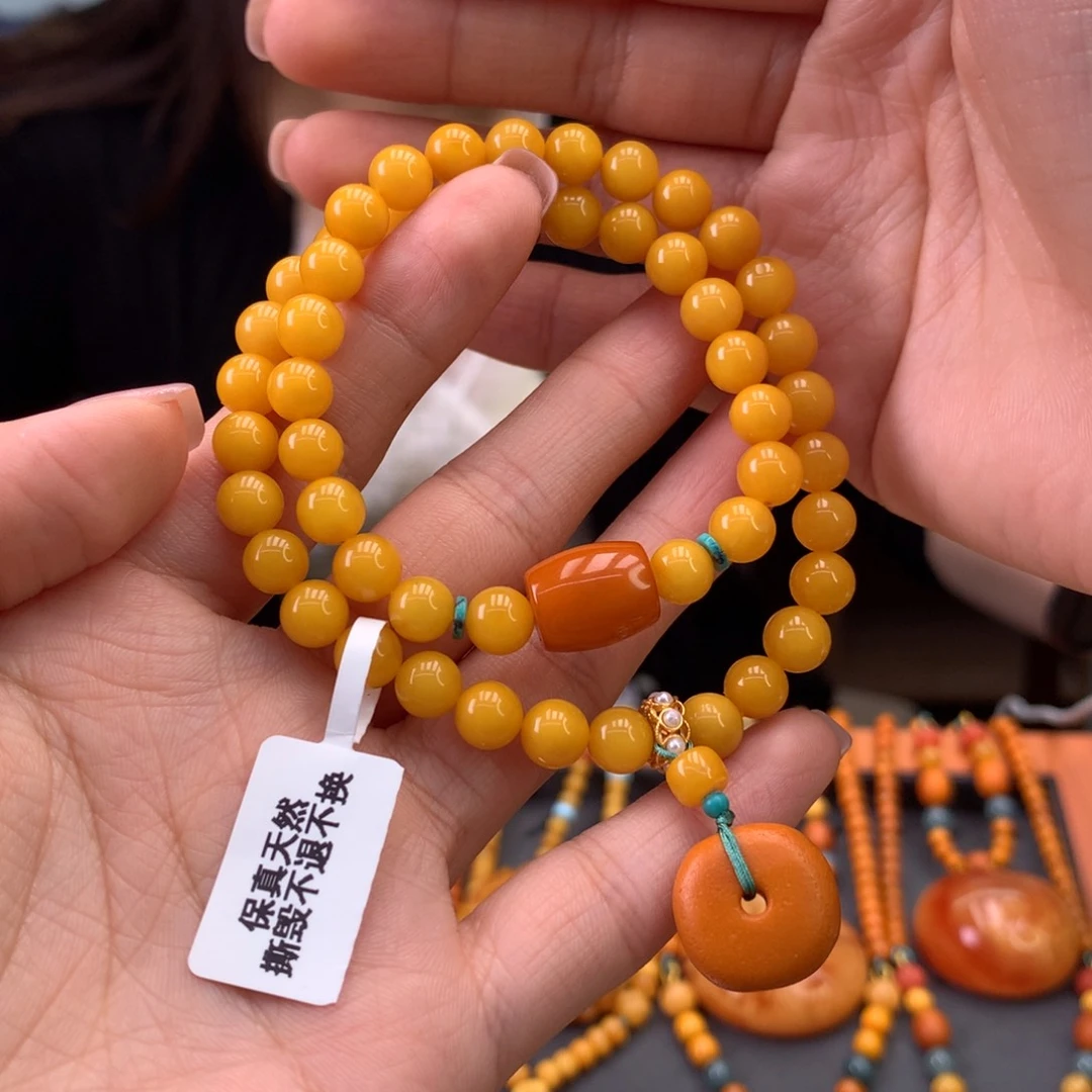 未镶嵌蜜蜡手串多样性发