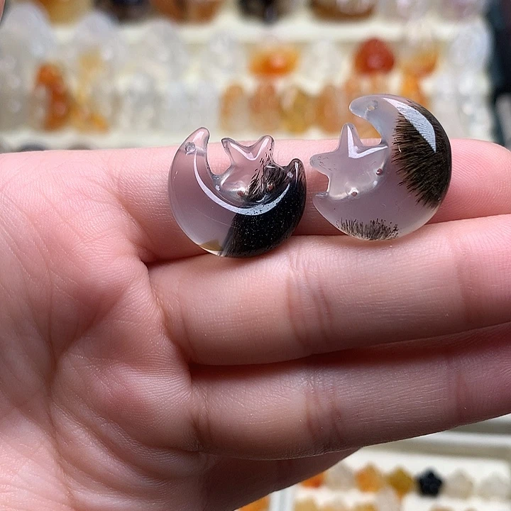 玛瑙/玉髓未镶嵌玛瑙发丝星月