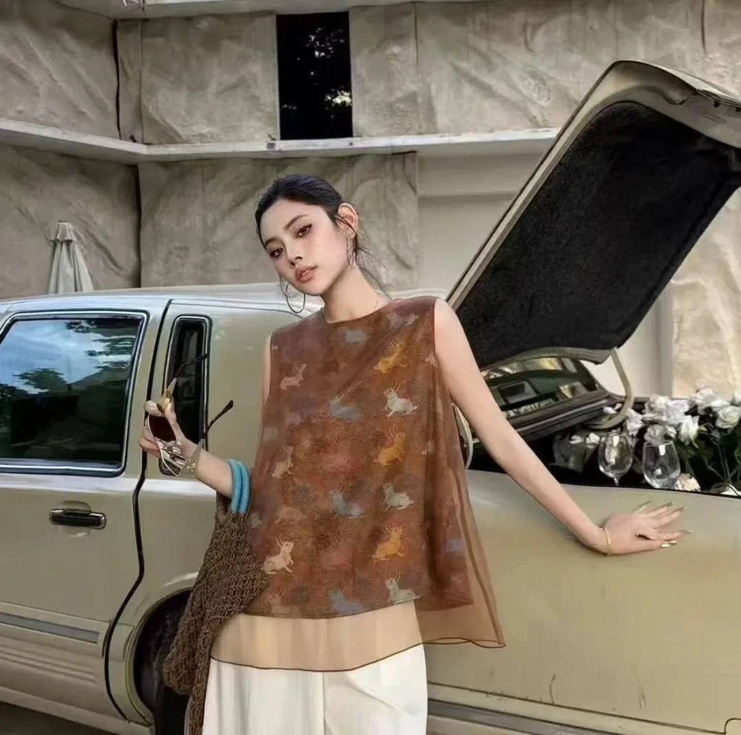 嘉嘉推荐#2566【夏季-薄款】国风双层纱马甲