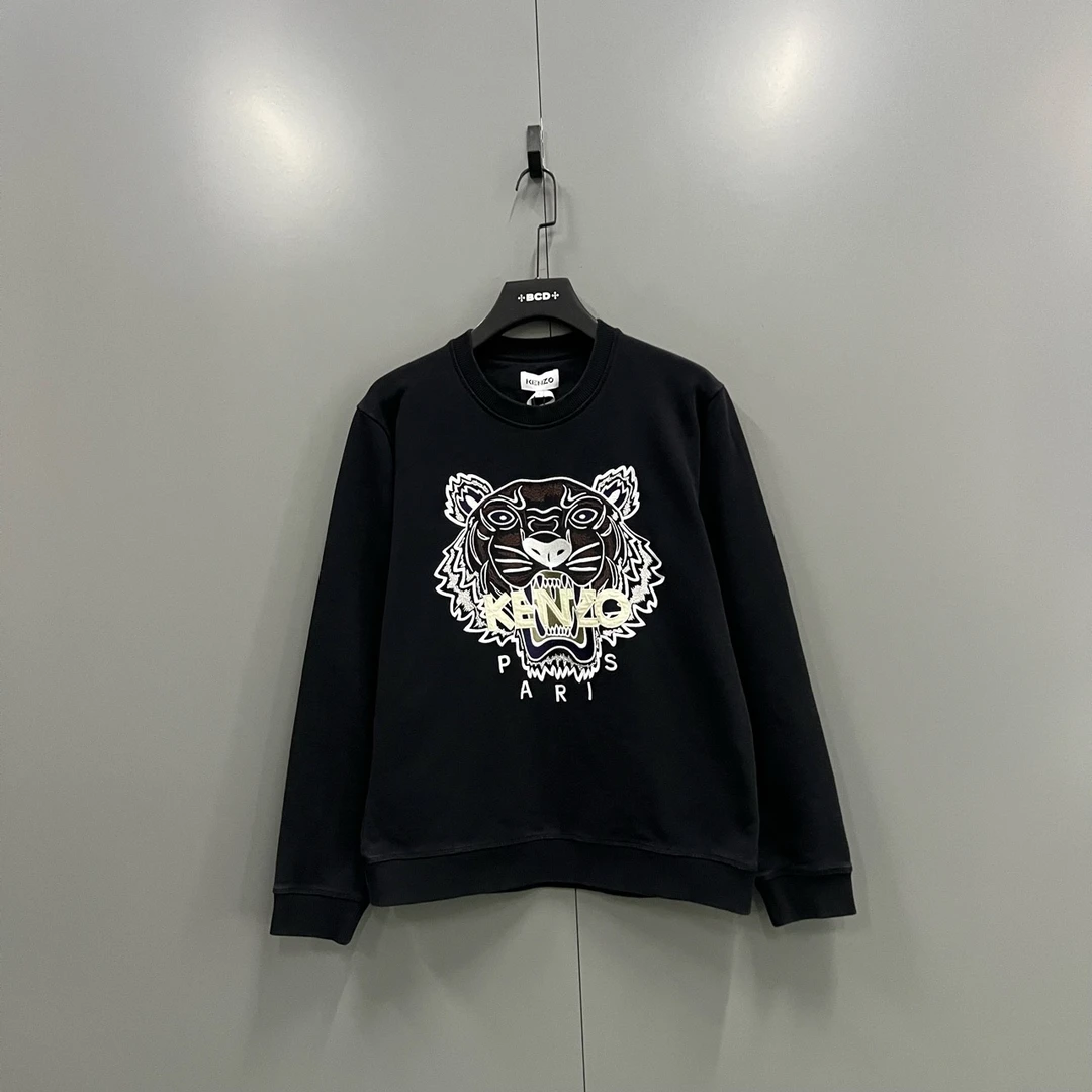 95新 KENZO/肯佐 (ll) 高田贤三 虎头浅色刺绣卫衣 L码/011544