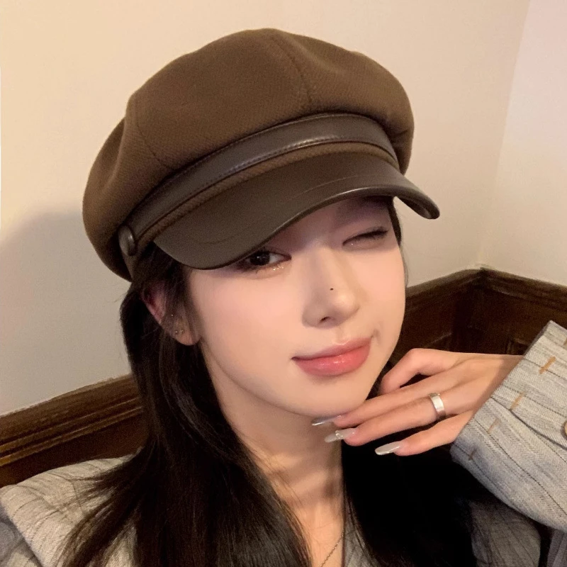 百搭贝雷帽女秋冬季毛呢鸭舌八角帽显脸小春秋网红帽子