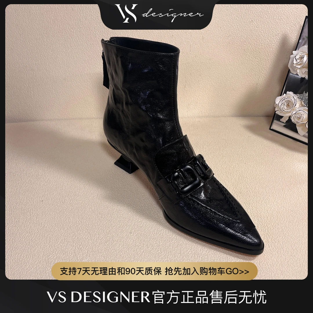 vs秋季新款气质女神时尚百搭尖头中跟女短靴4502