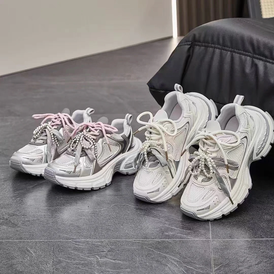 新疆春夏新款街拍增高老爹鞋女厚底洋气蝴蝶结运动鞋51575