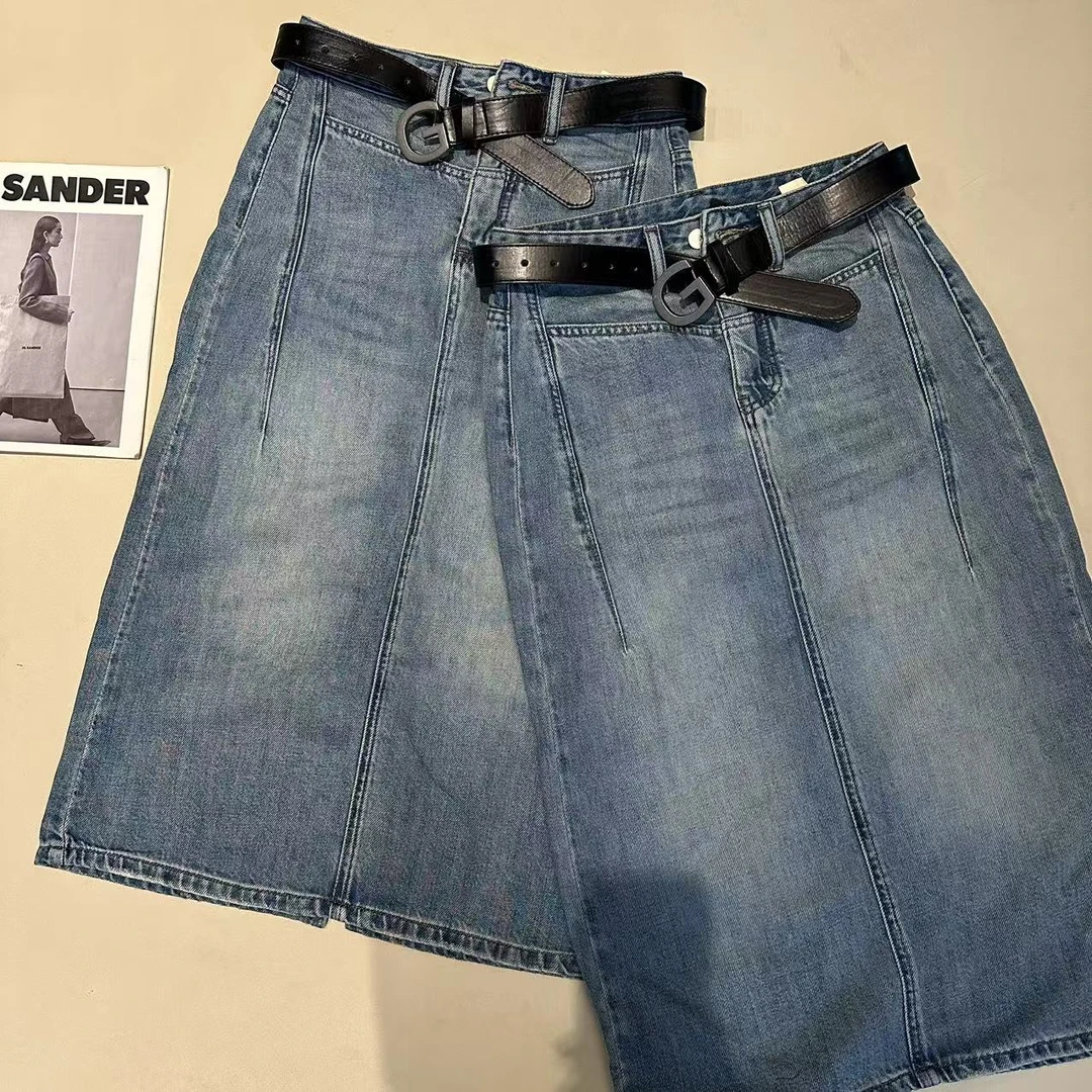 《姚家优麦汇》K5792夏款设计感时尚牛仔半身长裙设计感显瘦百搭