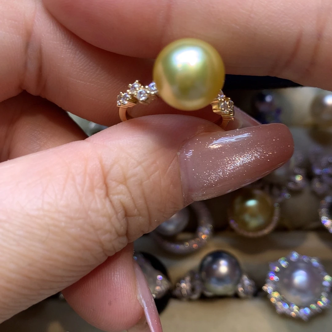 银S925镶嵌戒指海水珍珠