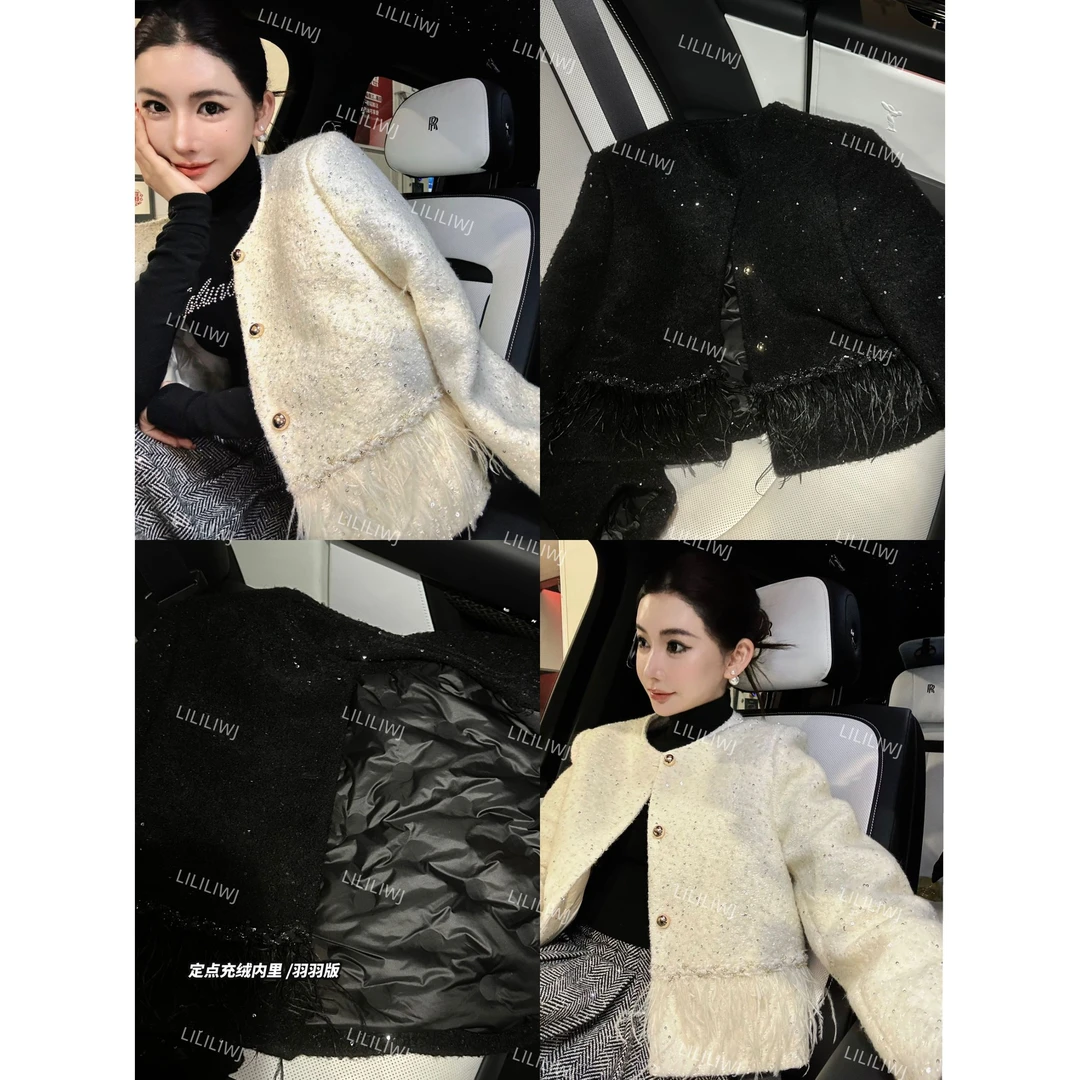 LI婉君【小香羽羽】法式重工气质亮闪百搭短款外套LWJ24D4C2595