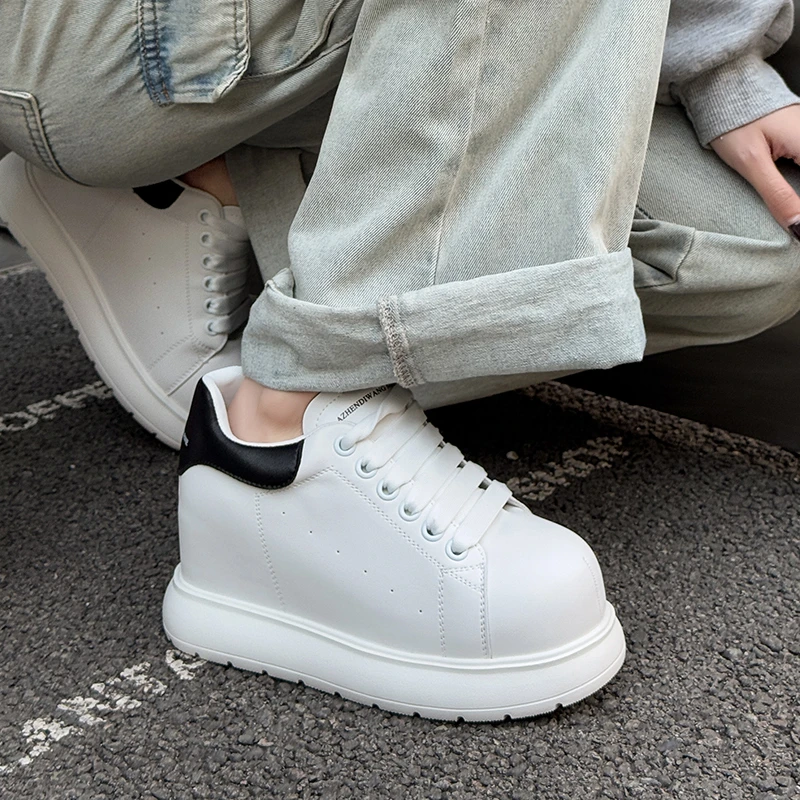 【平增高9cm】小个子系带增高厚底潮流闲百搭早春女鞋小白鞋女827-1