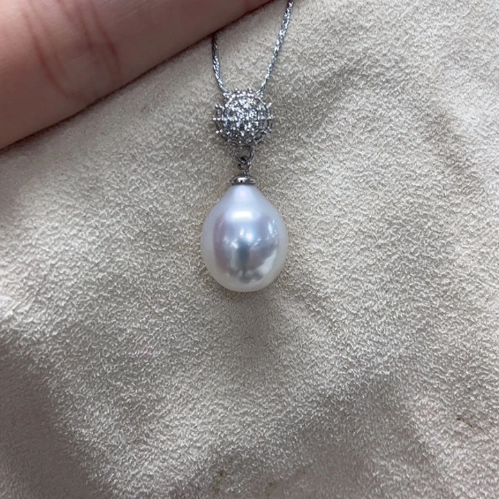 颈饰银S925镶嵌海水珍珠澳白 10-11mm 63号