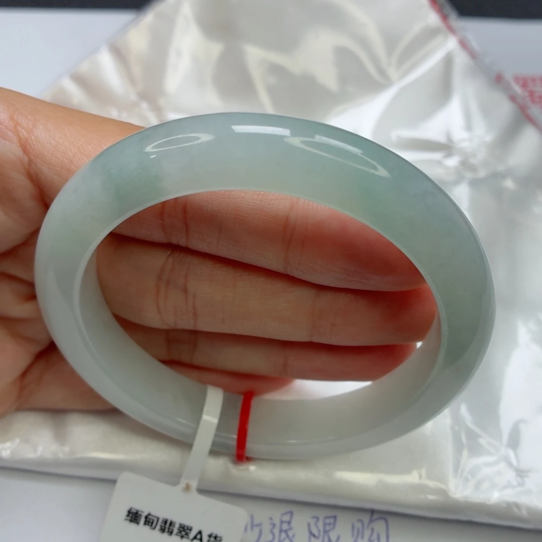 未镶嵌手镯翡翠老坑58圈冰川蓝荔枝肉004