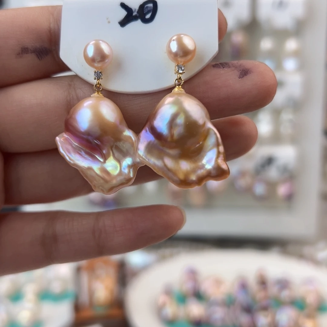 淡水珍珠耳饰未镶嵌鱼**言