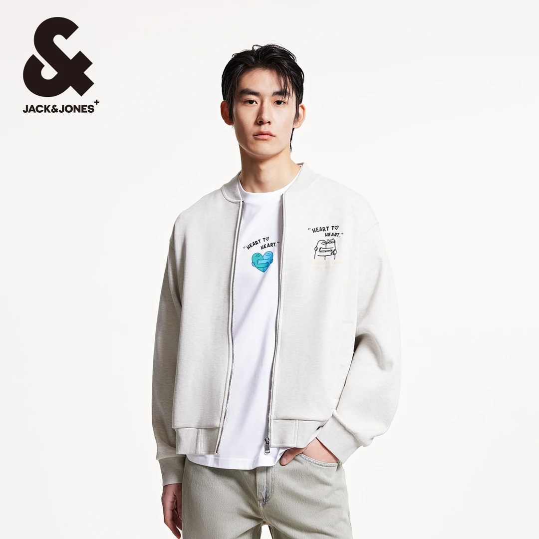 杰克琼斯秋季新款BIG HUG联名款男士休闲宽松棒球领卫衣外套男装