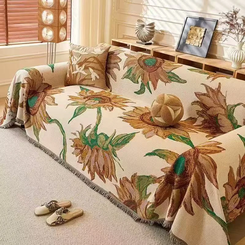 【葵花向阳】新款高端A类艺术沙发巾90*240