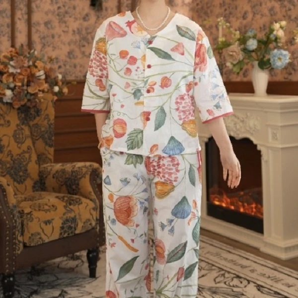 【2025新款】家居服睡衣女套装七分袖舒适宽松7008