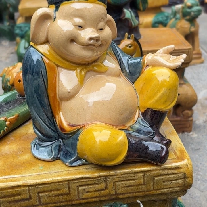 ****纪琉璃三彩八戒摆件