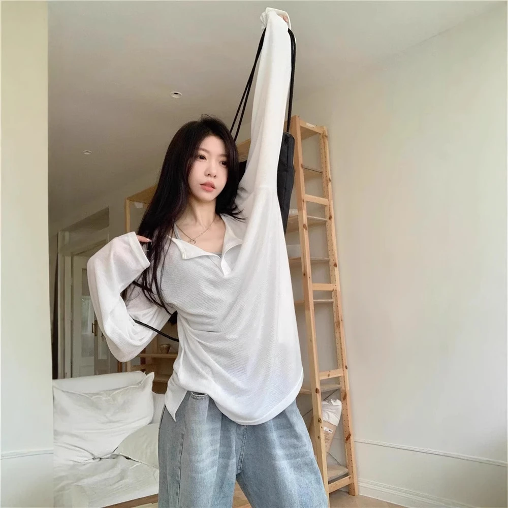 旗舰官网方素湃白色宽松中长款T恤女夏季2025年新款慵懒风外搭长