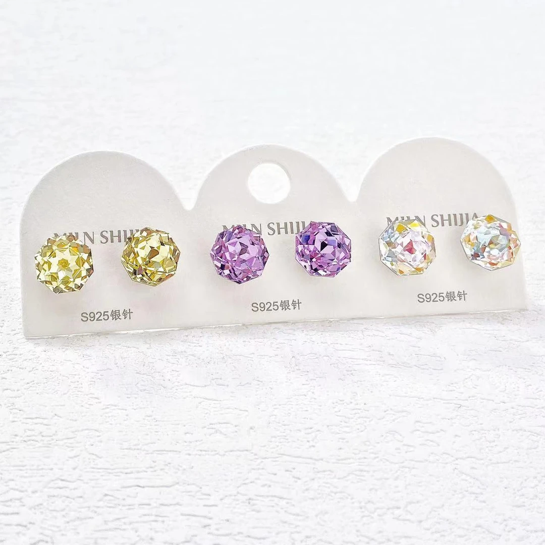 铜合金耳饰 木木（CJ6243） 6只装 玫瑰花切耳钉耳环