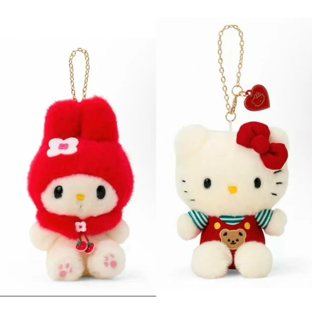Japan日本sanrio 三丽鸥复古Kitty 美乐蒂毛绒挂件