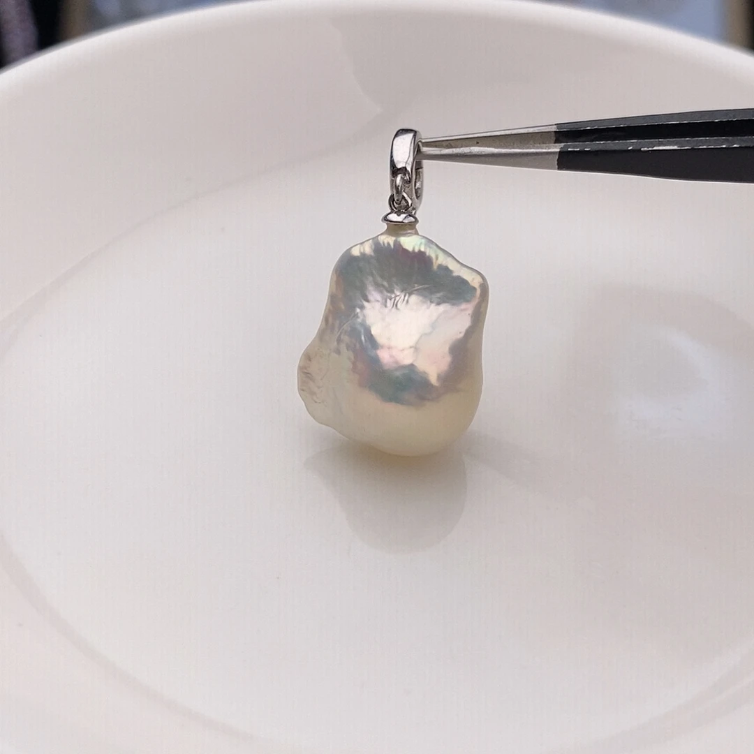 银S925镶嵌耳饰淡水珍珠