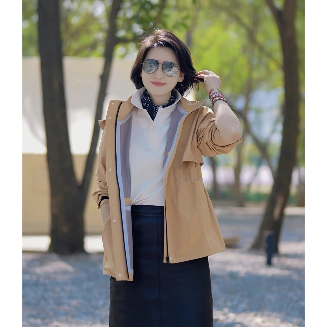 RuienCo.梵高黄 软壳防风防水可拆卸连帽户外休闲冲锋衣外套